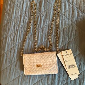 Madden Girl White Quilted Wristlet with Gold Chain